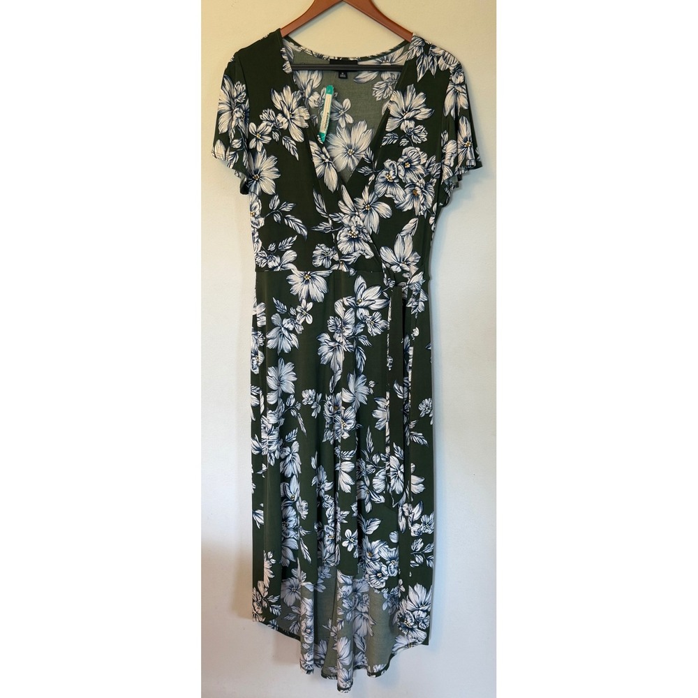 NWT Fortune + Ivy Irene Faux Wrap Brushed Knit Maxi Dress – Olive Floral – XL - Picture 3 of 4